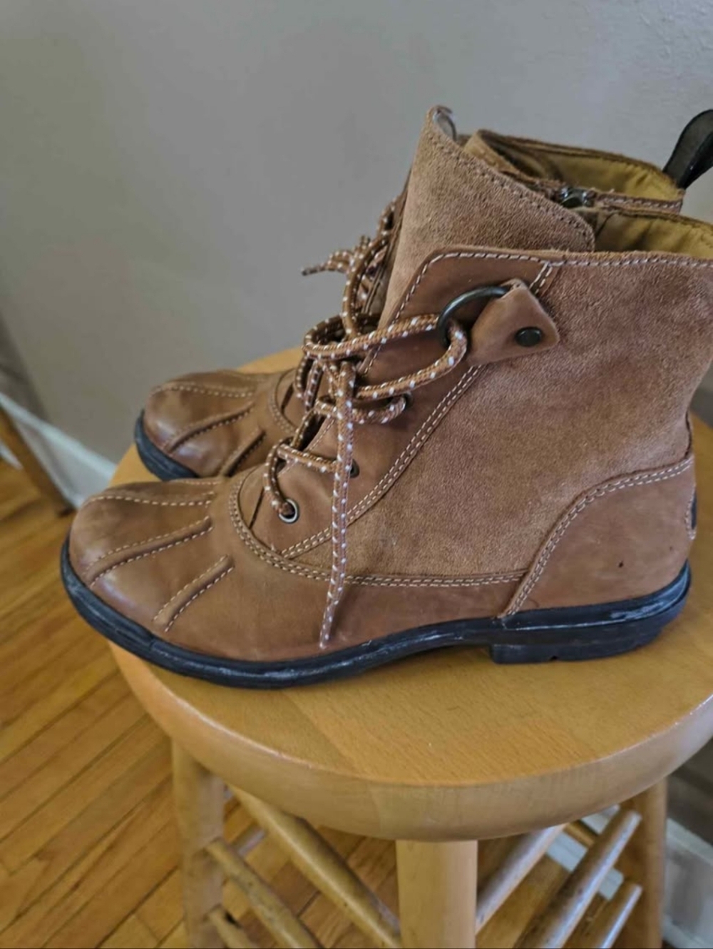 UGG Chestnut Suede Lace-Up Ankle Boot with Side Buckle